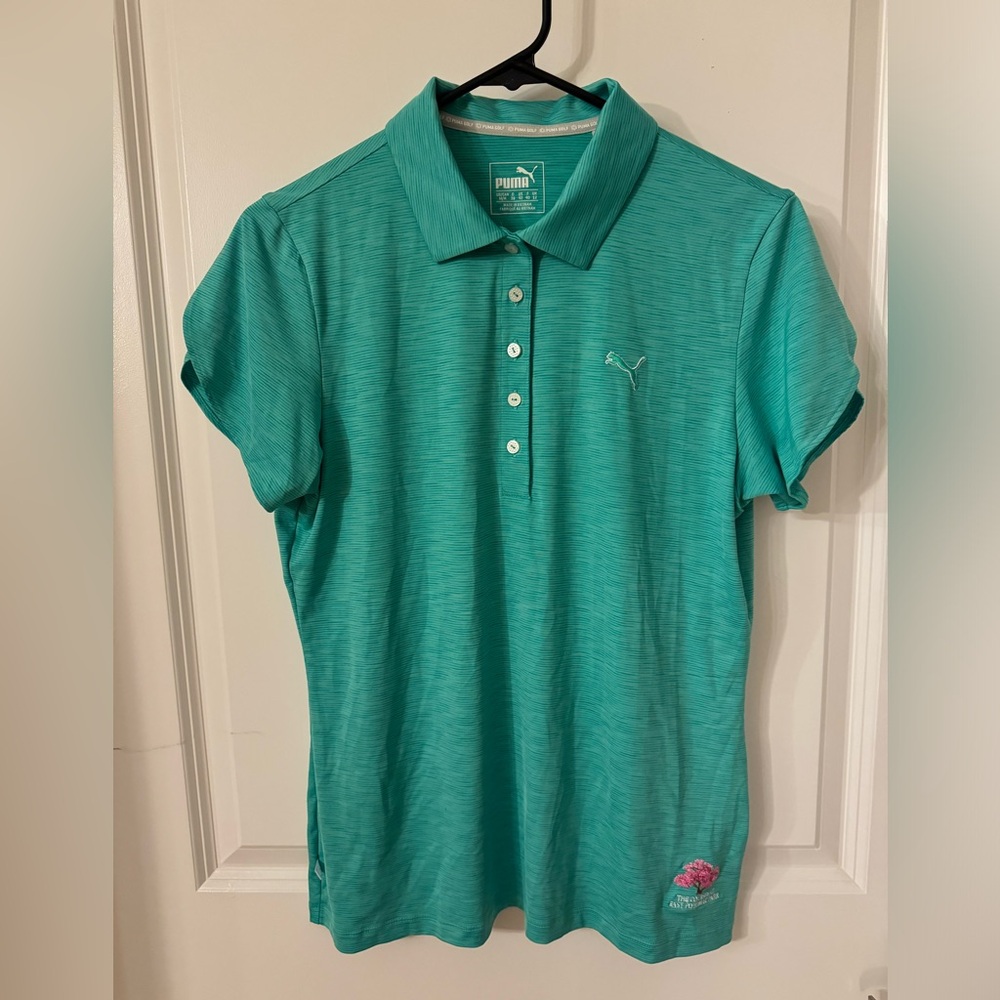 Puma Green Polo with Pink Embroidery